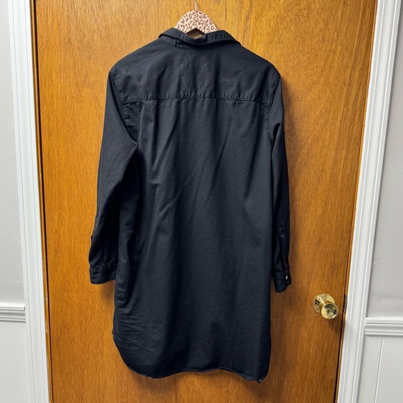 Frank & Eileen Mary Shirtdress Famous Denim Distressed Dress Black Large - Picture 9 of 10